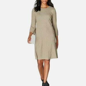 J. JILL Christian Siriano Elegant Gold Metallic Shimmer Knit Dress (Large)